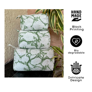 Set de Bolsas de Aseo Hechas a Mano en Jaipur, Acolchadas, Impermeables, con Cierre de Cremallera, Ecológicas, Multifuncionales, para Niños y Adultos - Product Image 1
