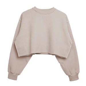 Nouveaux pulls en coton personnalisés avec logo en gros, pulls d'hiver pour femmes, col rond ample et manches longues, couleur unie - Product Image 1
