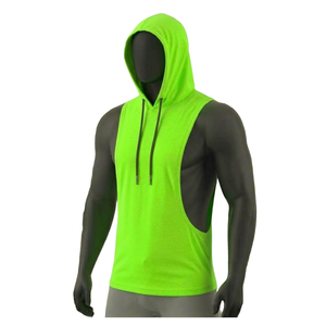 Vestes de sport pour hommes en gros, t-shirts de sport respirants à séchage rapide, vestes sans manches à capuche pour activités de plein air - Product Image 3