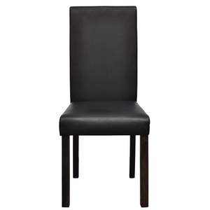 Ensemble de 4 chaises de salle à manger noires avec structure en bois et assise en similicuir, taille standard - Product Image 2
