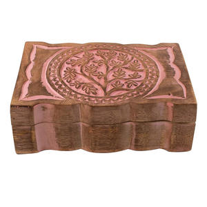 Vente en gros quantité minimale de commande 50 Pcs Antique en bois sculpté Grande boîte pour le stockage et la décoration intérieure Organisateur de bijoux en bois de manguier massif Boîte à souvenirs - Product Image 3