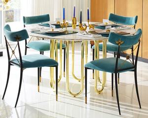 Jonathan <span class=keywords><strong>adler</strong></span> moderne sedie da pranzo in velluto oro metallo nero sala da pranzo set 6 sedie curvo schienale da pranzo sedia mobili - Product Image 2