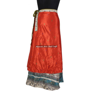 Jupe longue africaine traditionnelle imprimée pour femmes, 2 couches réversibles, en soie magique, style sari - Product Image 5