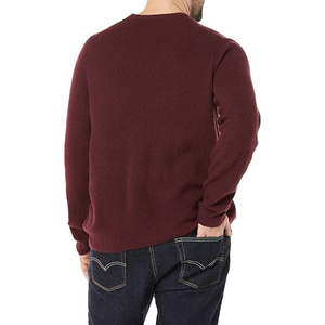 LEAFITS Pull en maille torsadée anti-boulochage en viscose/coton pour homme, col rond, manches longues, couleur unie, chaud, avec logo frontal - Product Image 4