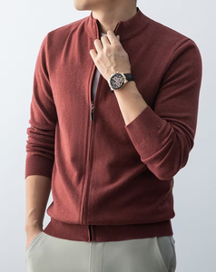 <b>Men's</b> <b>Zip</b> Up Turtleneck Sweater Knitted <b>Full</b> <b>Zip</b> <b>Cardigan</b> Long Sleeve Solid Color for Autumn Winter - Product Image 4