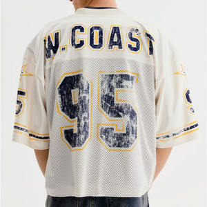 Camiseta de Fútbol Americano de Malla de Poliéster Transpirable, Estilo Urbano Oversize, con Estampado de Número, Uniforme de Equipo, OEM, Marca Privada, Pedidos al por Mayor - Product Image 6