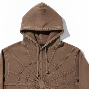 Sweat-shirt à capuche de qualité supérieure avec motif toile d'araignée en strass, sweat-shirt pour homme en coton lourd, streetwear personnalisé, impression en relief - Product Image 4