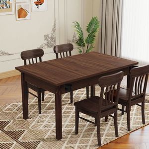 63\" X 40\" <b>Solid</b> <b>Wood</b> Dining <b>Table</b> with Non-Slip Placemats Removable <b>Table</b> <b>Top</b> for 4-6 Players for Board & Gaming - Product Image 3