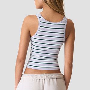Customized Gym Wear Clothes Women's Casual Lining Tank <b>Top</b> Crop Design U Neck Body FIt Sleeveless Activewear Yoga <b>Vest</b> - Product Image 2
