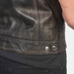 Chaleco de Cuero sin Mangas para Hombre 2026, Estilo Motociclista, Acabado Lavado, Chaqueta para Todas las Estaciones, Diseño Personalizado Premium con Pedrería - Product Image 5
