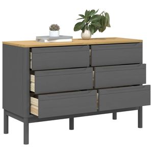 Grande commode en bois de pin massif gris - Product Image 4
