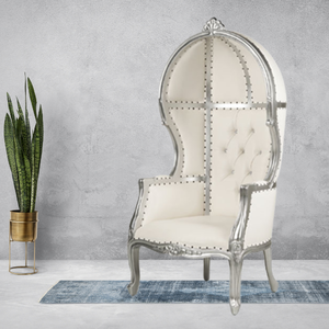 Silla de boda de lujo de diseño real, silla de novia y novio blanca de cuero, sofá, silla de lujo con trono de rey y reina hecha en Indonesia - Product Image 6