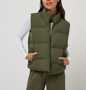 Chaleco Acolchado Cortavientos para Mujer, Chaleco de Plumón sin Mangas con Capucha, Chaleco Acolchado para Mujer, Venta al por Mayor Directa de Fábrica OEM, Logotipo Personalizado - Product Image 2