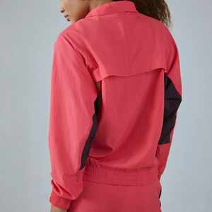 Veste safari rose fine à col zippé réfléchissant avec capuche, design color block, respirante, en nylon, style sportif, longueur standard, pour homme - Product Image 2