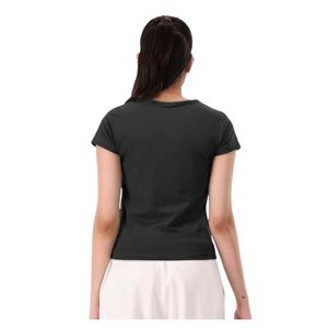 เสื้อยืดคอกลมแขนสั้นสีพื้นเรียบง่ายสไตล์ลำลองสำหรับผู้หญิงผิวสีเข้ม เหมาะสำหรับใส่ทุกวันในช่วงฤดูร้อน รับผลิตตามสั่ง ขายส่ง - Product Image 6