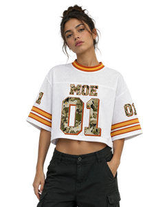 เสื้อเจอร์ซีย์อเมริกันฟุตบอลลายพรางแบบกำหนดเอง ทรงโอเวอร์ไซส์ ผ้าตาข่าย สำหรับทีม  รับผลิตแบบ OEM ODM แบรนด์ส่วนตัว ผู้ผลิตเสื้อผ้าสตรีทแวร์ - Product Image 5