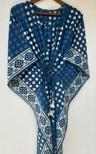 Nuevo Kaftán con Estampado Animal, Cuello en V, Cierre con Cordón, Corte Evase, de Algodón Suave Indio, con Encaje, Largo Completo, para Playa, para Mujer - Product Image 6