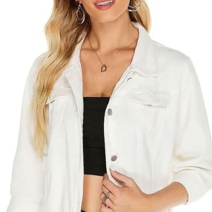 Veste en jean pour femme, style trucker, manches longues, boutonnée sur le devant, col rabattu, style décontracté printemps, longueur normale, épaisseur standard - Product Image 2