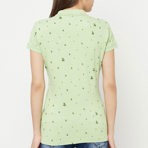 Polo de Mujer de Manga Corta, Diseño Sólido con Cuello en Contraste, Top Casual de Punto, Transpirable, de Algodón, Verano 2026 - Product Image 3