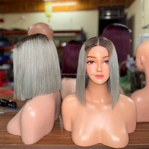 Perruque Bob pas chère en cheveux humains, produits capillaires vietnamiens, perruques en cheveux bruts, Lace Front, dentelle HD transparente, coupe carrée personnalisée - Product Image 3