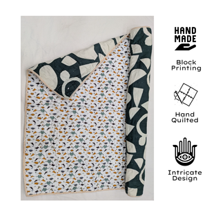 Couette pour bébé à imprimé floral artisanal de Jaipur, 100% coton, lavable en machine, écologique, doux pour la peau, réversible, pour la maison et les voyages - Product Image 2