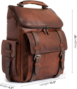 <b>Men</b> Genuine Leather Backpack 14 Inch Laptop <b>Bag</b> Vintage Business Travel School Rucksack <b>Work</b> Daypack - Product Image 3