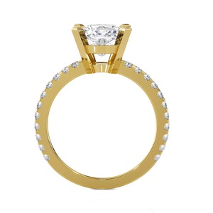 4CT <b>Cushion</b> Cut Lab Grown Diamond Ring Yellow Gold Hidden Halo Engagement Ring - Product Image 5