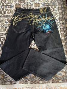 Pantalones Vaqueros Y2K Estilo Años 2000 con Estampado de la Estatua de la Libertad, Cintura Alta, Corte Recto y Ancho, Ropa Vintage para Mujer - Product Image 6