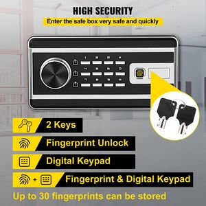 1.7 cu.F. Q235 scatola di sicurezza in acciaio tastiera digitale accesso alle impronte digitali 2 chiavi per Money gioielli orologi di stoccaggio casa ufficio Hotel - Product Image 3
