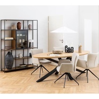Chaise de salle à manger moderne avec accoudoirs, revêtement en tissu beige, pieds en métal noir, pour la maison, le bureau, l'appartement, l'hôtel, la cuisine, la villa, l'atelier, meubles