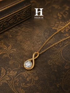 Elegante Collar con Colgante Solitario Infinito, Chapado en Oro de 14k, con Diamante de Corte Redondo para Mujer, Joyería de Regalo Significativa - Product Image 4