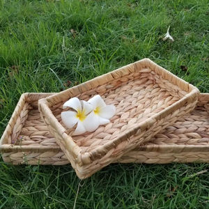 Juego de 2 bandejas rectangulares de jacinto de agua, ideales para almacenamiento en la cocina y la sala de estar. - Product Image 1