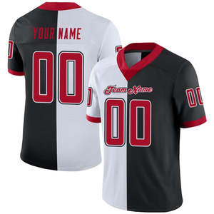 Custom Unisex Black White V-Neck American Football Jersey Sublimation Transfer Print Team Name Number Quick Dry <b>Mesh</b> <b>Short</b> - Product Image 1