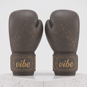 ถุงมือชกมวยหนัง Vibe สำหรับผู้ใหญ่ ลายพิมพ์ฟอยล์สีทอง ผลิตตามสั่ง พร้อมสายรัดแบบปรับได้  โลโก้ปรับแต่งได้ - Product Image 2