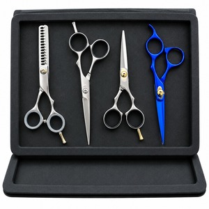 4 Piece Salon <b>Scissors</b> Set Stainless Steel <b>Hair</b> Cutting Shears Curved Straight <b>Thinners</b> Fitting Case - Product Image 2
