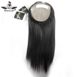 Alopecia supporto naturale europeo capelli umani pelle intorno con Clip in mano legata in seta Topper Topper in seta Top toupet per le donne bianche - Product Image 5