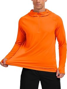 Chemise de pêche à manches longues à capuche pour homme, orange, UPF 50, séchage rapide, polyester, fermeture éclair, couleur unie, vêtements d'extérieur - Product Image 5