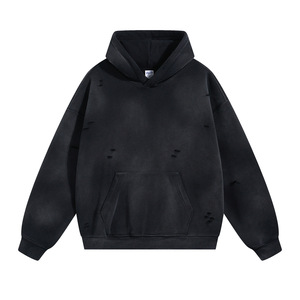 Sweat à capuche personnalisé avec logo, lavé à l'acide, 52% coton, 48% polyester, 360GSM, en molleton, pour homme - Product Image 2