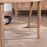 Table basse ronde à double niveau Vandana Golden Layer en bois de manguier Plume Diamètre 90 cm