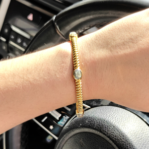 Natural Amethyst Labradorite Cuff <b>Bracelet</b> 18k Gold Plated Twisted Cable Texture Open Bangle Artisan Gemstone Adjustable Jewelry - Product Image 6