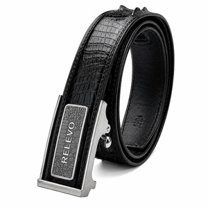 Ceinture en cuir véritable avec boucle automatique argentée, imprimé animal, ceinture habillée formelle pour homme, durable, moulage monobloc pour homme - Product Image 4