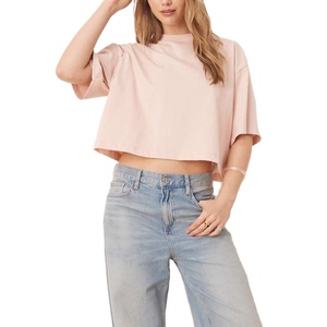 Camiseta Corta Oversize con Hombros Caídos y Estampado Personalizado para Mujer 2026 - Product Image 1