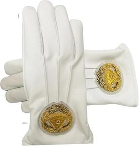 Gants maçonniques en cuir souple, broderie de maître maçon, gants maçonniques de haute qualité - Product Image 1