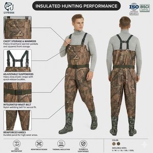 Vente en gros OEM : Waders <span class=keywords><strong>de</strong></span> <span class=keywords><strong>chasse</strong></span> en PVC camouflage pour hommes, isolés et imperméables, avec <span class=keywords><strong>bottes</strong></span> intégrées, pour la <span class=keywords><strong>chasse</strong></span> au canard et aux oiseaux aquatiques - Product Image 4