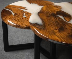 Table d'appoint et ottoman décoratif en bois fait main de luxe, design contemporain, motif abstrait, multifonctionnel pour salon - Product Image 3