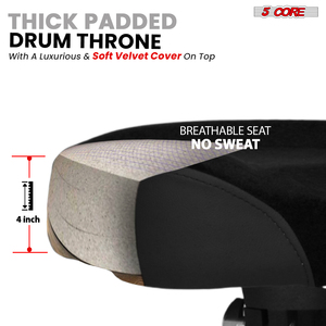 เก้าอี้กลอง 5 คอร์ รุ่น Music Drum Throne พร้อมพนักพิง เบาะรองนั่งหนา 4 นิ้ว ระบบยกลม ปรับระดับได้ 25 นิ้ว รับน้ำหนักได้ 441 ปอนด์ - Product Image 3