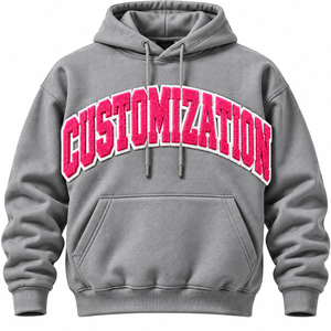 Sudadera con capucha extragrande gris para hombre, con estampado de letras, estilo hip hop, forro polar, con bolsillo, para otoño - Product Image 2