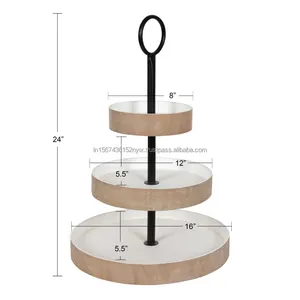 แท่นวางเค้กไม้ทรงกลมสไตล์โมเดิร์นแบบฝังตามธรรมชาติขัดเงาสำหรับงานแต่งงานงานปาร์ตี้งานอีเวนท์และบรรจุภัณฑ์สำหรับจัดแสดง - Product Image 4