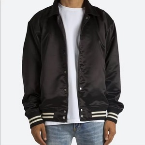 Vestes de sport en satin noir pour hommes 2024, vestes de sport en satin imperméables personnalisées - Product Image 6