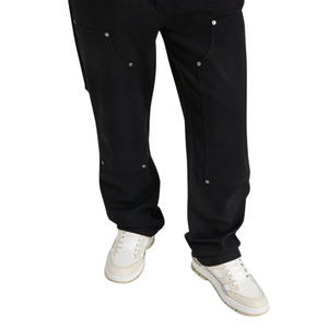 Pantalones Cargo de Mezclilla Negros para Hombre, Corte Recto, Multibolsillos, Duraderos, Ligeros, Estilo Urbano, 100% Algodón, de Secado Rápido - Product Image 3